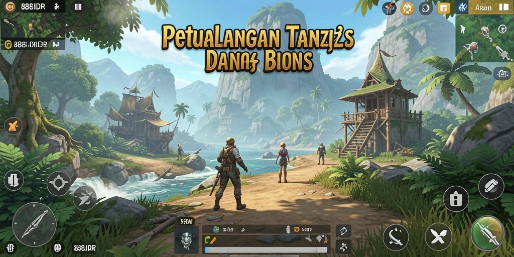 Gameplay 888IDR yang menampilkan eksplorasi dunia terbuka yang kaya.