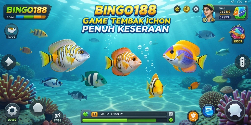 Tampilan gameplay seru BINGO188 saat menembak ikan.