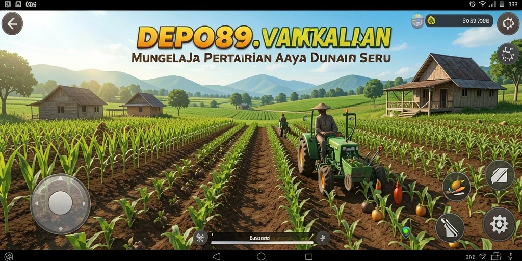 Screenshot DEPO89 menunjukkan aktivitas seru di lahan pertanian.