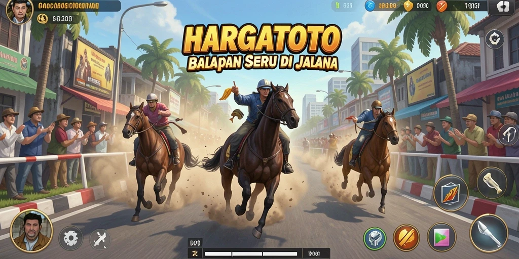 Gameplay menarik HARGATOTO dengan aksi balapan yang mendebarkan.