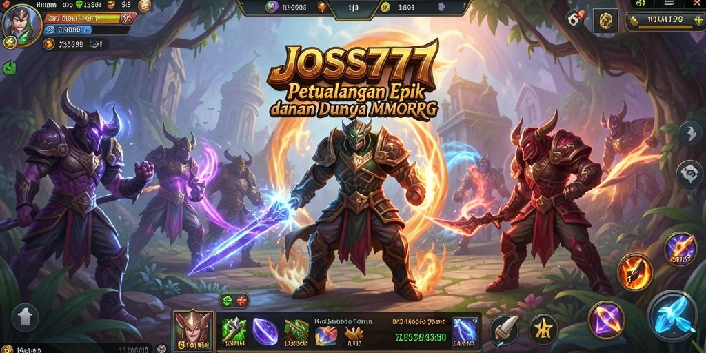 Screenshot utama JOSS777 menampilkan aksi seru dalam pertempuran MMORPG.