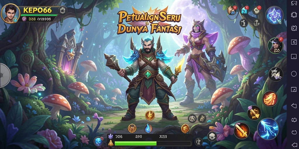 Screenshot gameplay menunjukkan momen eksplorasi di dunia fantasi.