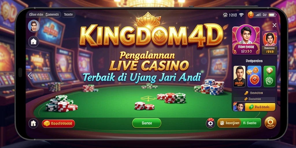 Tangkapan layar KINGDOM4D menunjukkan dealer langsung dan permainan kasino yang menegangkan.