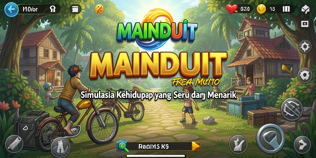 Tangkapan layar game MAINDUIT yang menunjukkan interaksi karakter dalam simulasi kehidupan.