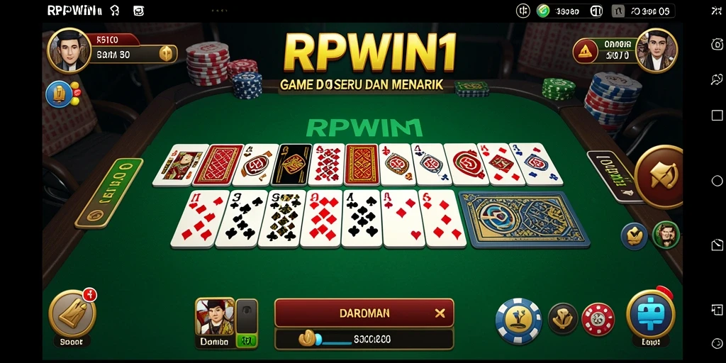 Screenshot gameplay RPWIN1 menampilkan suasana permainan Domino yang mendebarkan.