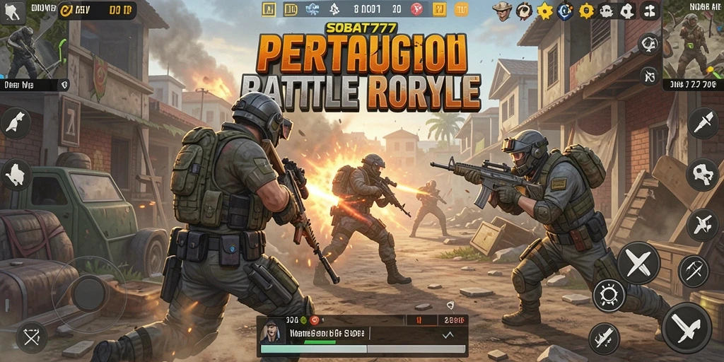 Screenshot SOBAT777 menampilkan aksi mendebarkan dalam pertempuran Battle Royale.